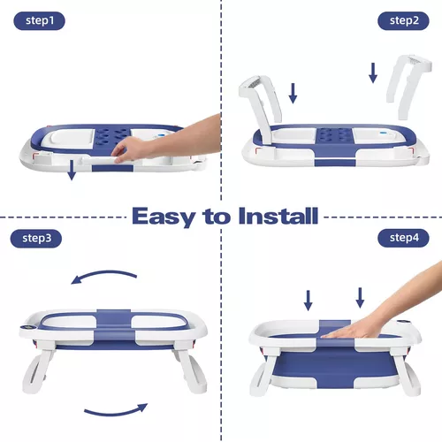 Bañera Bebé Plegable con Cojín y Termómetro